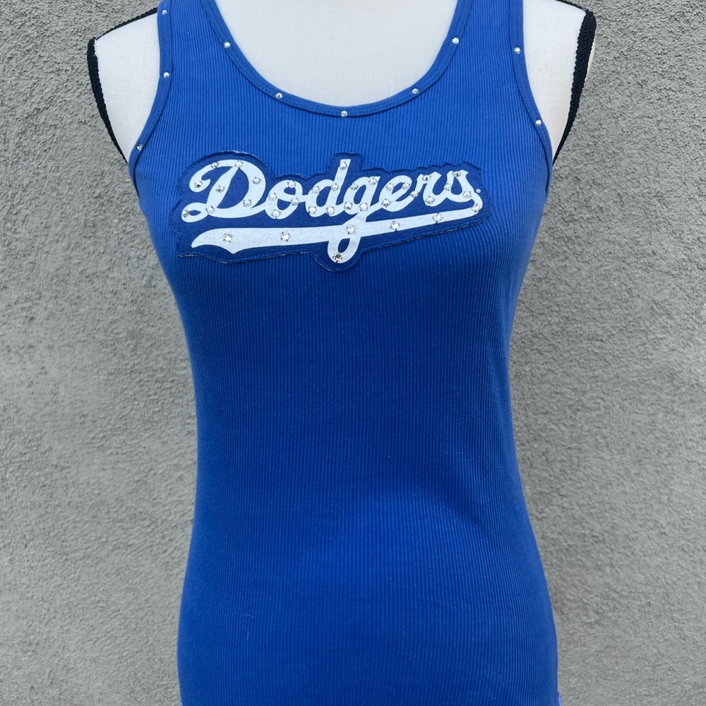 Dodgers Tank Top with Swarovski crystals by Majestic Threads